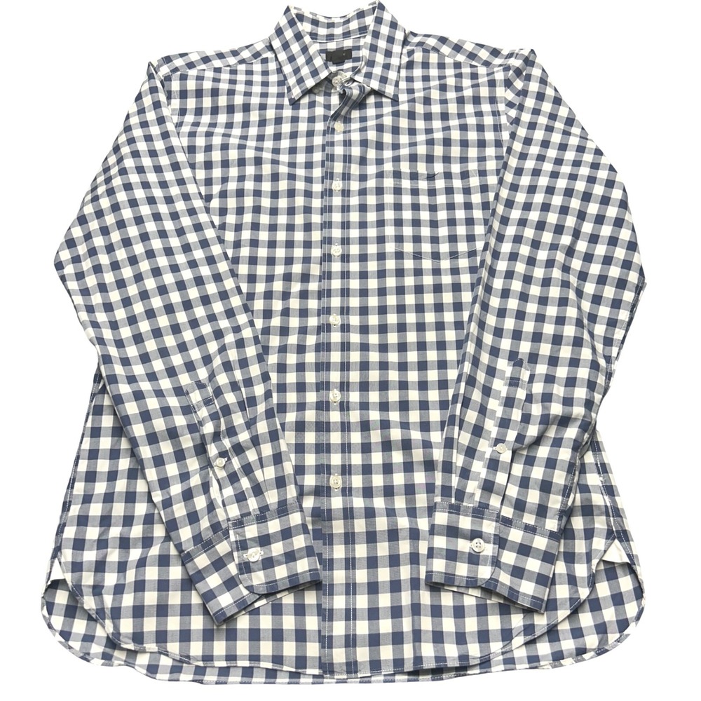 J. Crew Button Down Blue Mens Medium Gingham Long Sleeve Preppy Casual Shirt